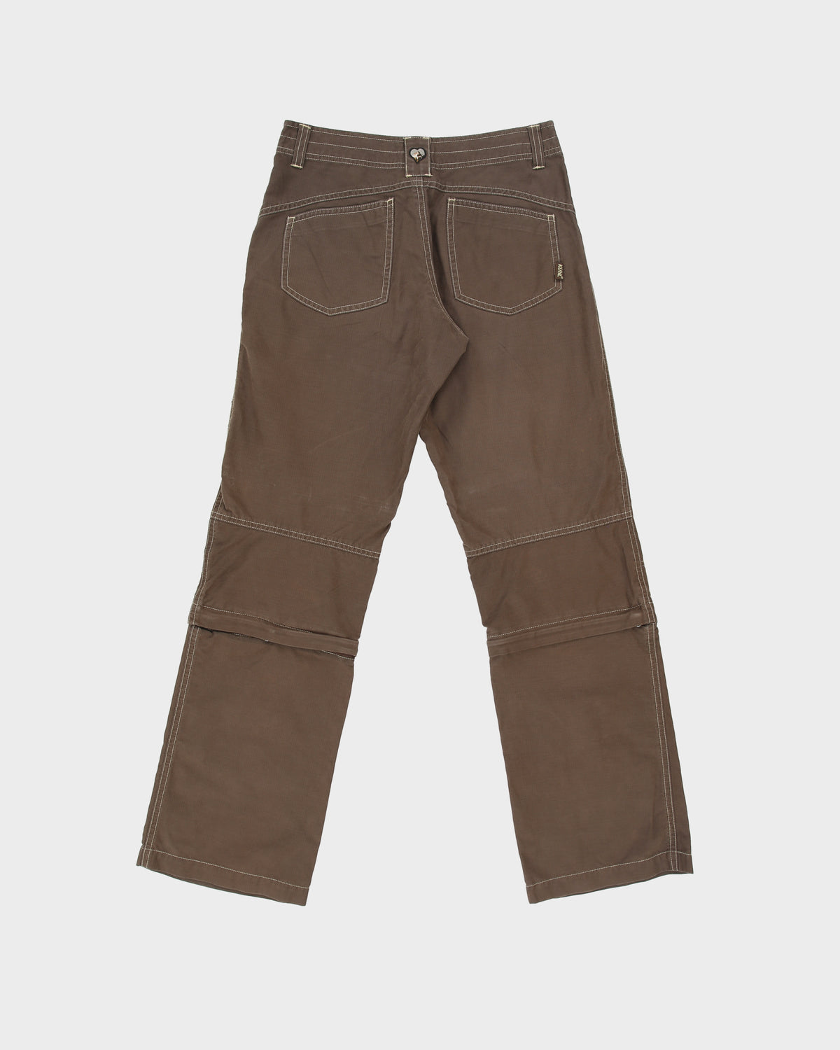 Vintage Y2K 00s Khul Women's Low Rise Contrast Stitch Convertible 'Khul Dry' Canvas Bootcut Hiking Trousers - W27 L31