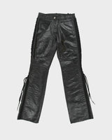 Vintage Y2K 00s Danier Women's Mid Rise Leather Bootcut Lace Trousers - W28 L33