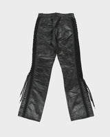 Vintage Y2K 00s Danier Women's Mid Rise Leather Bootcut Lace Trousers - W28 L33