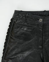 Vintage Y2K 00s Danier Women's Mid Rise Leather Bootcut Lace Trousers - W28 L33