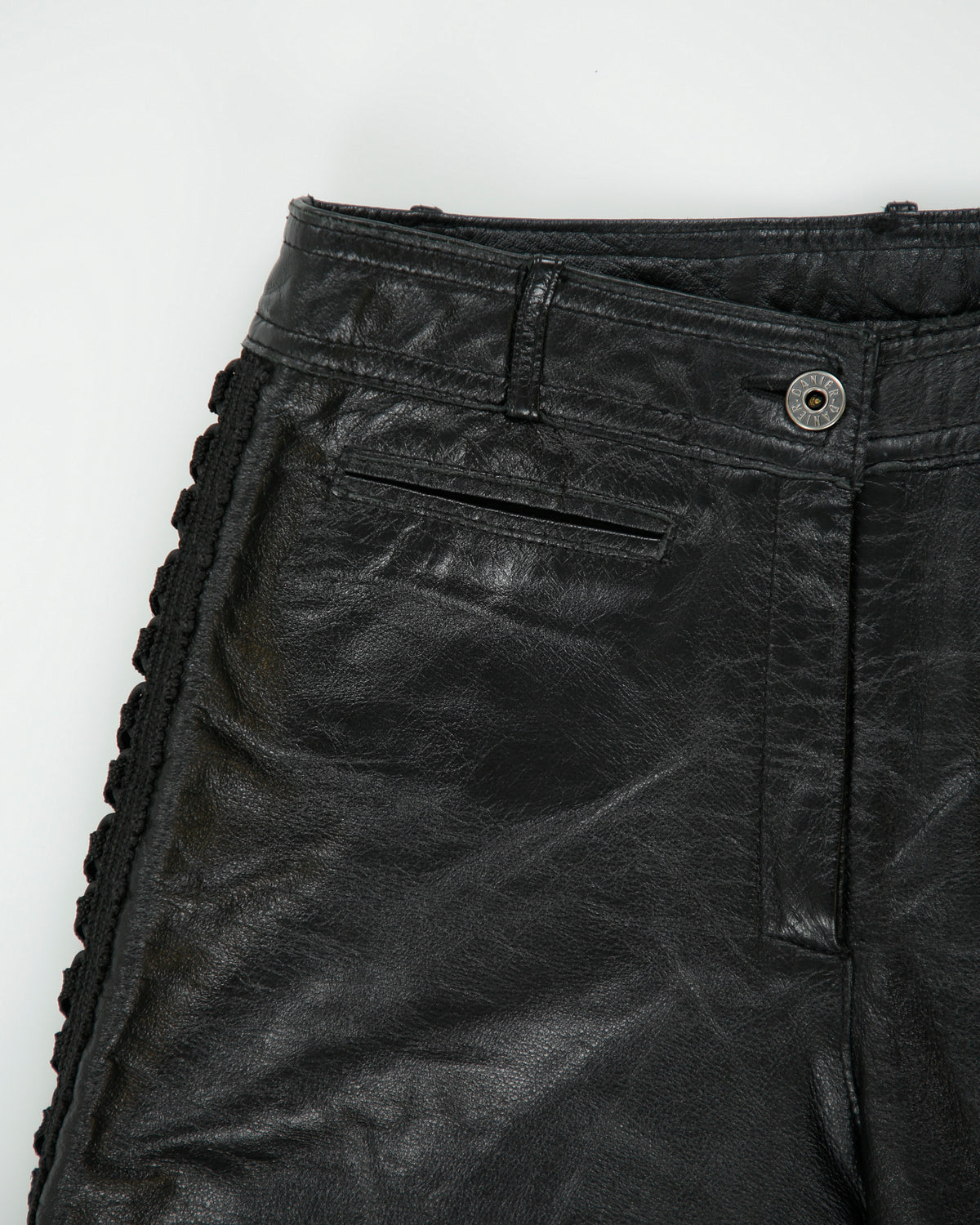 Vintage Y2K 00s Danier Women's Mid Rise Leather Bootcut Lace Trousers - W28 L33