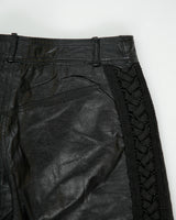 Vintage Y2K 00s Danier Women's Mid Rise Leather Bootcut Lace Trousers - W28 L33
