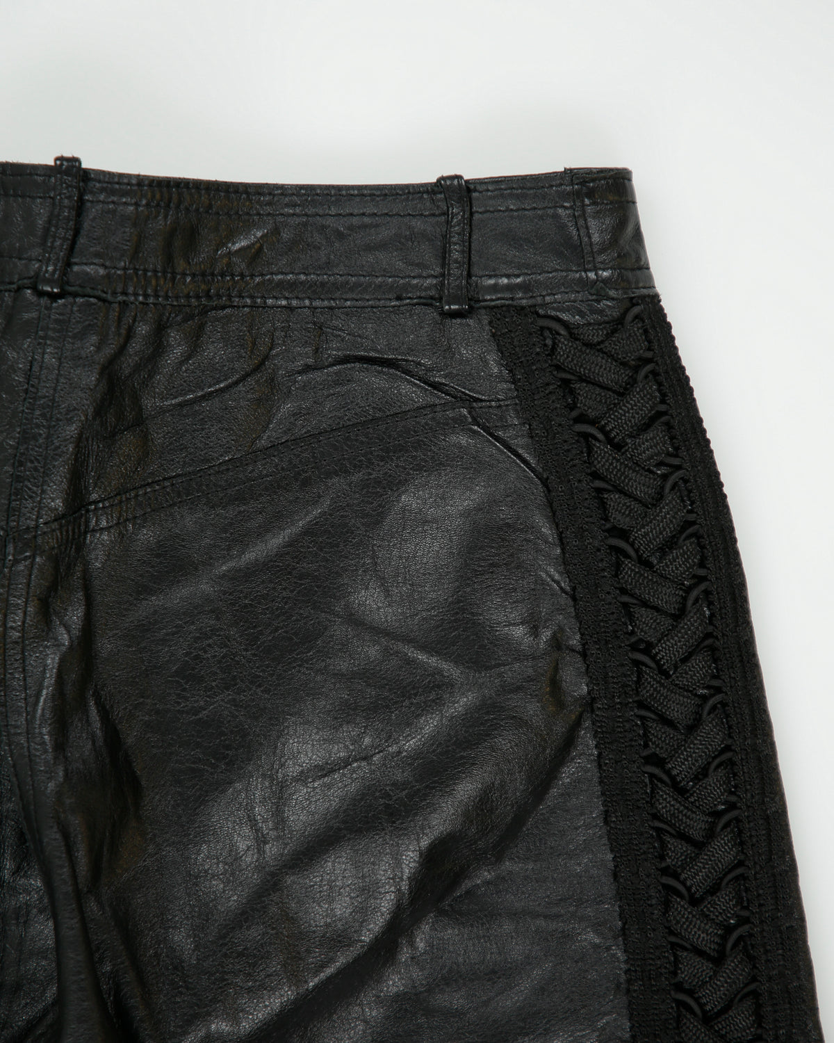 Vintage Y2K 00s Danier Women's Mid Rise Leather Bootcut Lace Trousers - W28 L33
