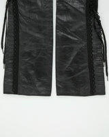 Vintage Y2K 00s Danier Women's Mid Rise Leather Bootcut Lace Trousers - W28 L33