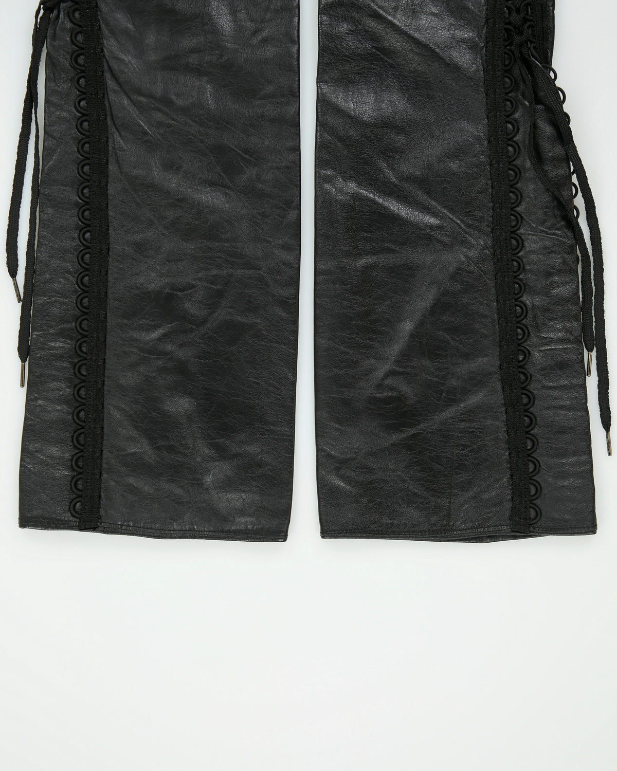 Vintage Y2K 00s Danier Women's Mid Rise Leather Bootcut Lace Trousers - W28 L33