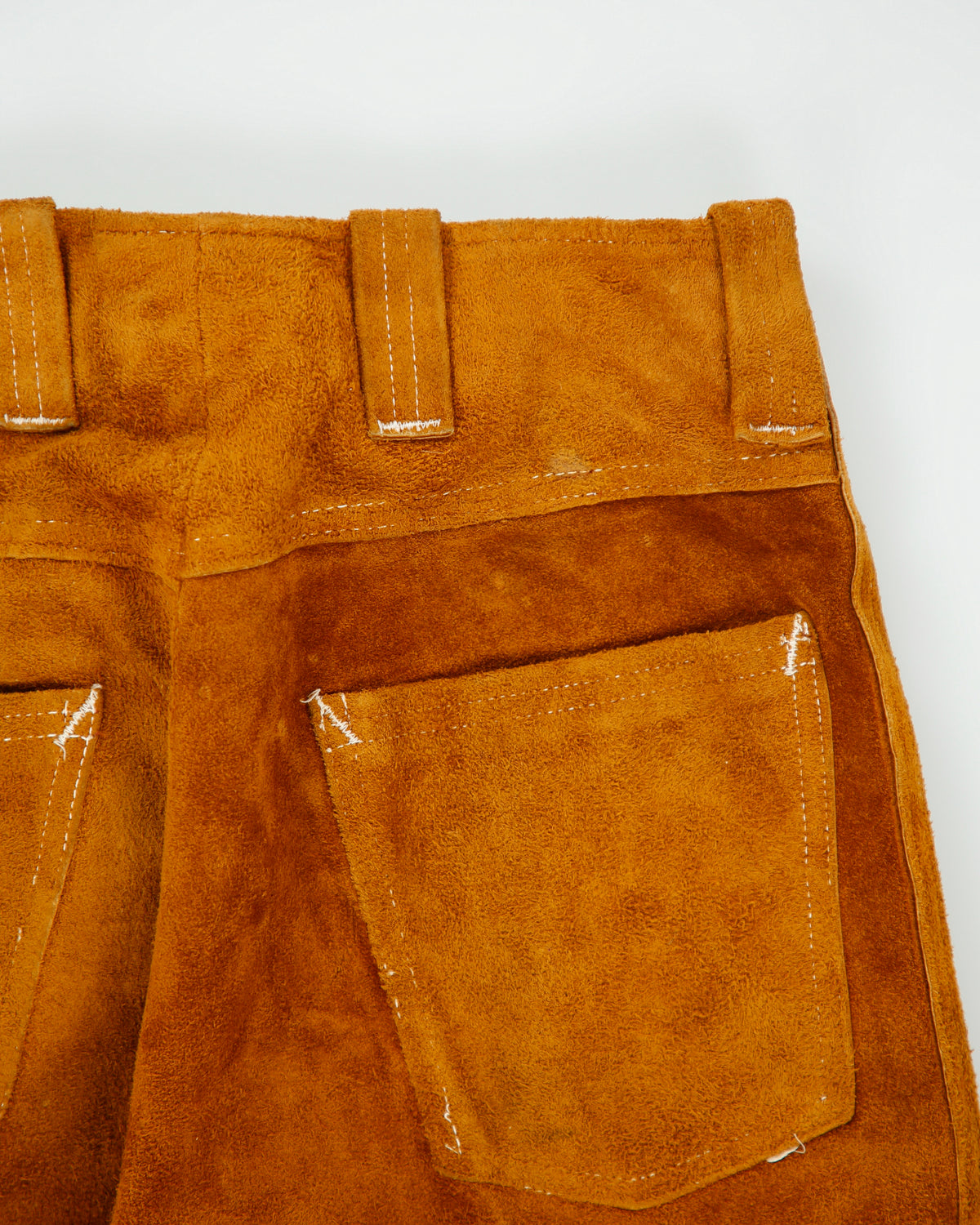 Vintage 1990s Women's Tan Suede Low Rise Snap Button Bootcut Trousers - W27 L33