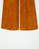 Vintage 1990s Women's Tan Suede Low Rise Snap Button Bootcut Trousers - W27 L33
