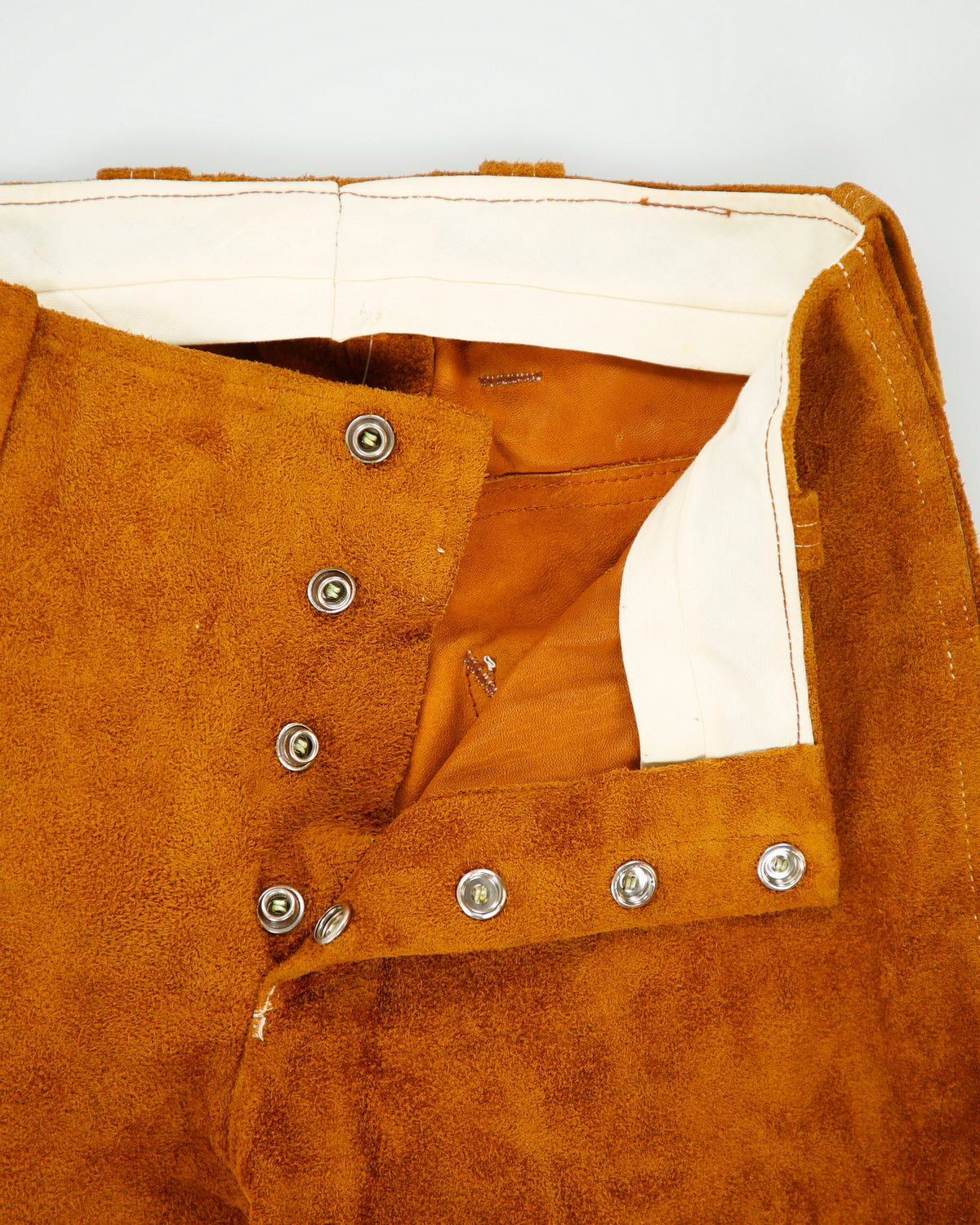 Vintage 1990s Women's Tan Suede Low Rise Snap Button Bootcut Trousers - W27 L33