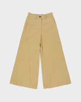 S/S 2020 Valentino Women's High Rise Khaki Tan Ultra Wide Leg Flared Canvas Trousers - W26 L26