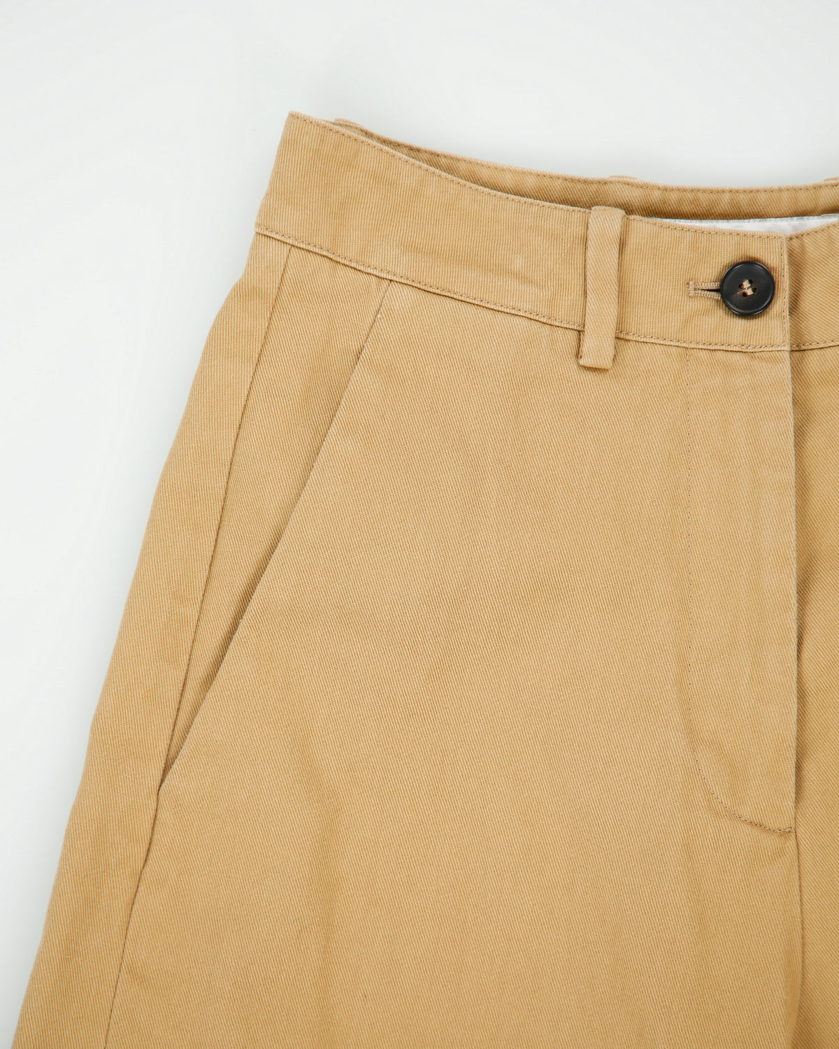S/S 2020 Valentino Women's High Rise Khaki Tan Ultra Wide Leg Flared Canvas Trousers - W26 L26