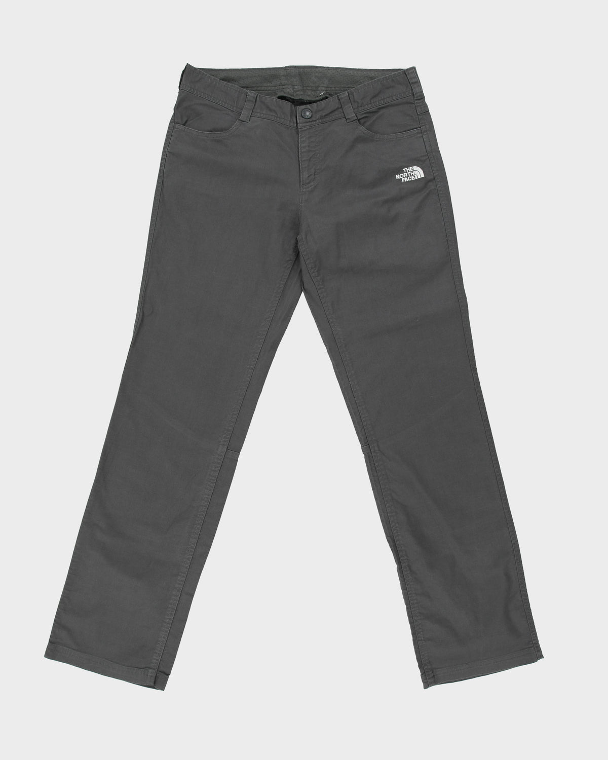 Vintage The North Face Women's Low Rise Charcoal Straight Leg Canvas Denim Trousers - W32 L32