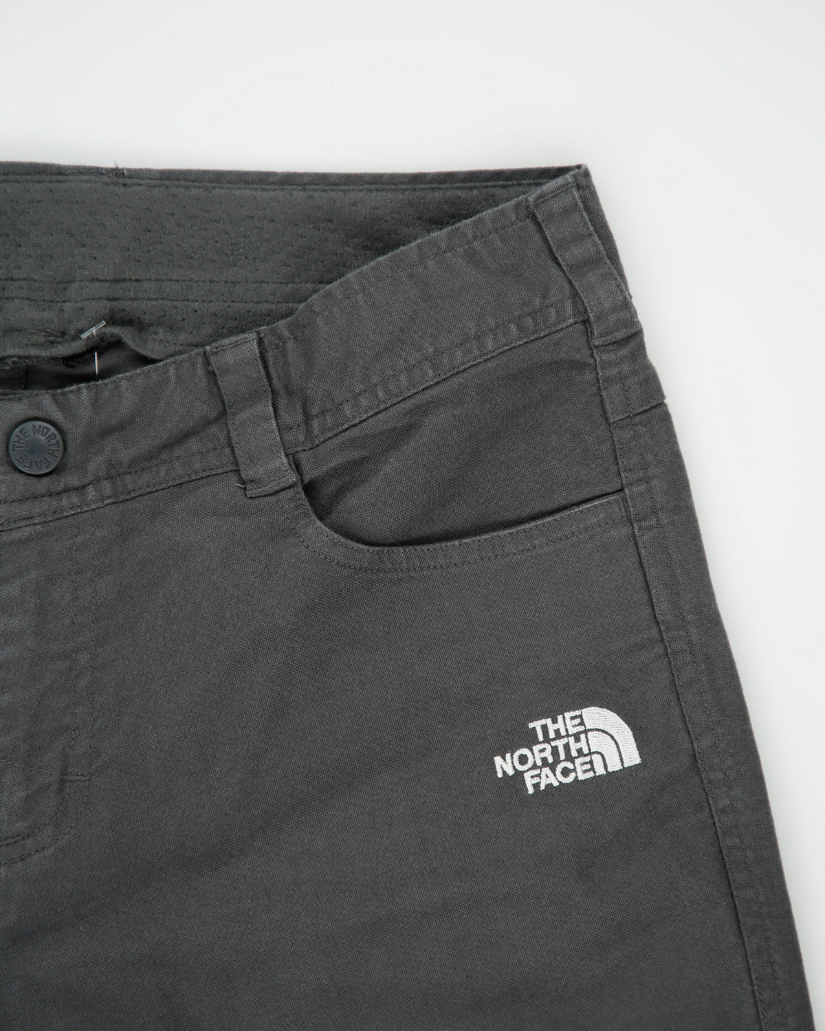 Vintage The North Face Women's Low Rise Charcoal Straight Leg Canvas Denim Trousers - W32 L32