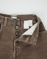 Vintage 1990s Moschino Jeans Women's Hardwood Brown High Rise Contrast Stitch Skinny Fit Corduroy Trousers - W24 L30