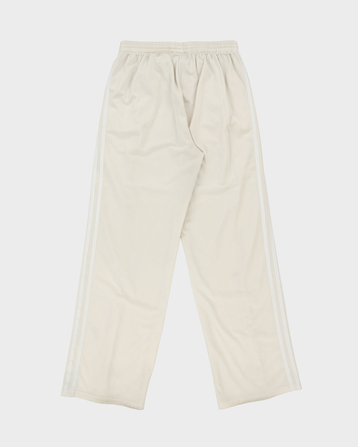 Adidas Originals Women's Cream Satin Pleated Zip Front Baggy Fit Wide Leg Firebird Tracksuit Bottoms - M