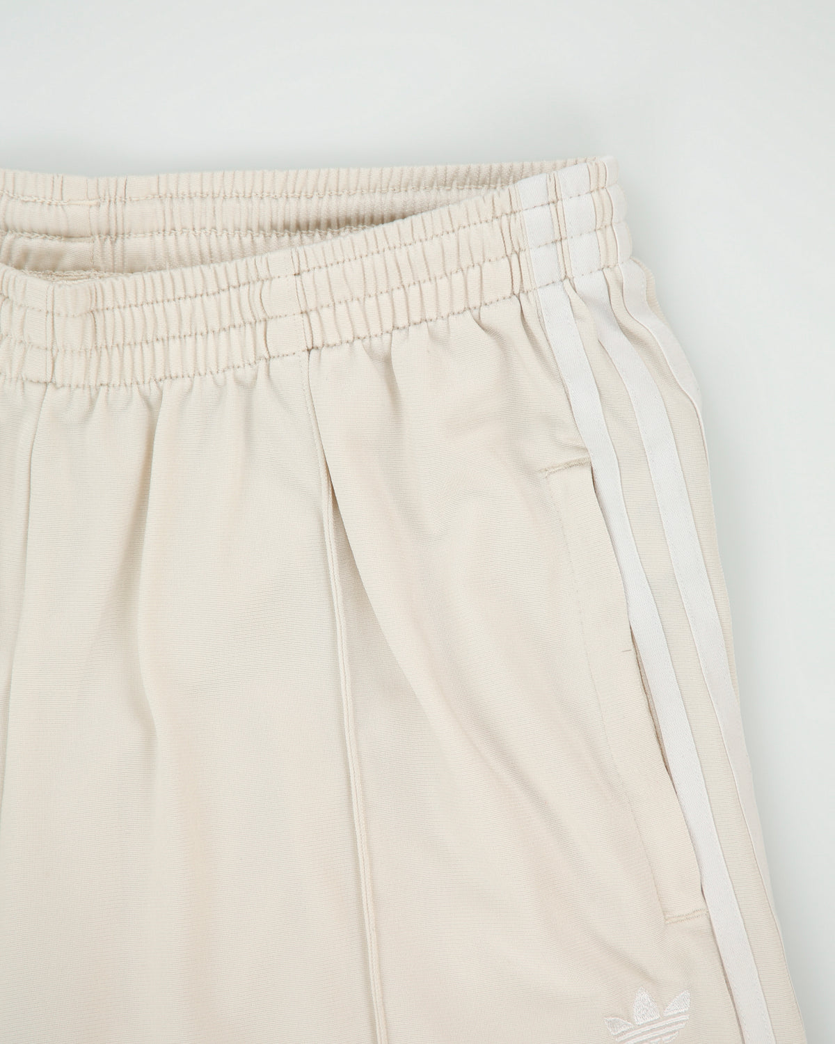 Adidas Originals Women's Cream Satin Pleated Zip Front Baggy Fit Wide Leg Firebird Tracksuit Bottoms - M