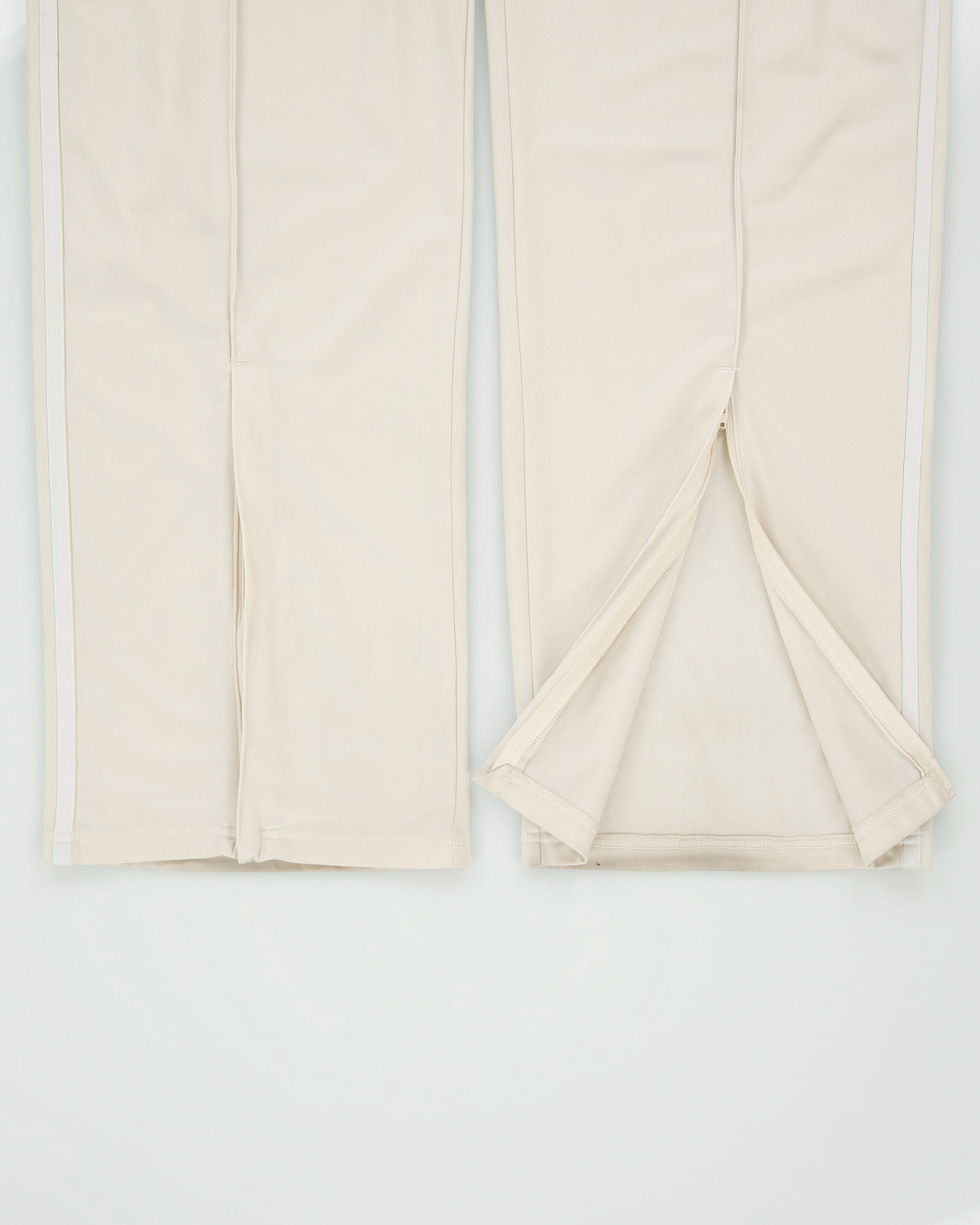 Adidas Originals Women's Cream Satin Pleated Zip Front Baggy Fit Wide Leg Firebird Tracksuit Bottoms - M