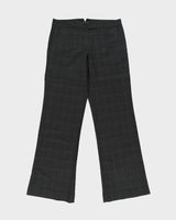 Vintage Y2K 00s Theory Women's Low Rise Pure Wool Windowpane Check Pleated Bootcut Made In USA Suit Trousers - W32 L34