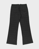Vintage Y2K 00s Theory Women's Low Rise Pure Wool Windowpane Check Pleated Bootcut Made In USA Suit Trousers - W32 L34