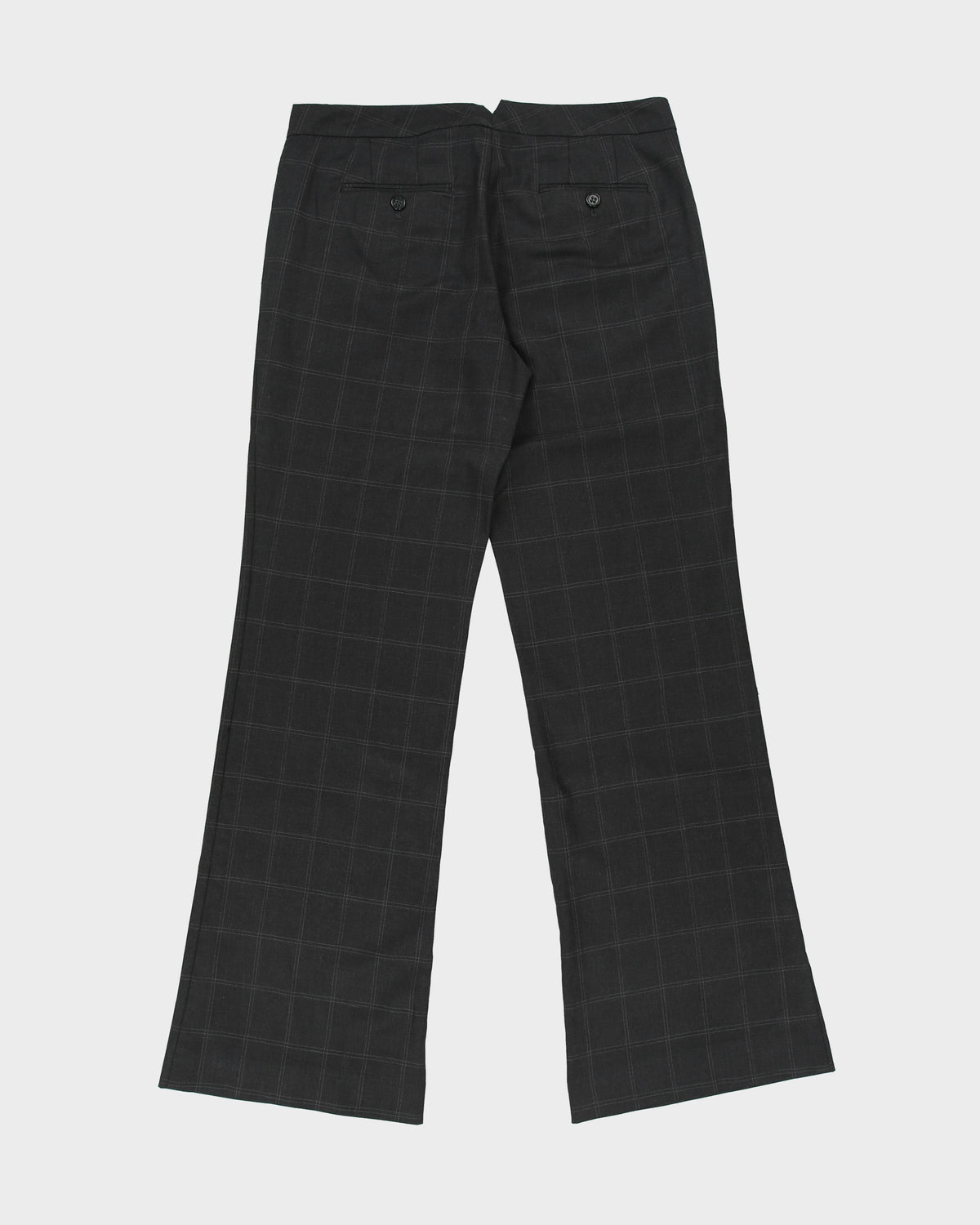 Vintage Y2K 00s Theory Women's Low Rise Pure Wool Windowpane Check Pleated Bootcut Made In USA Suit Trousers - W32 L34