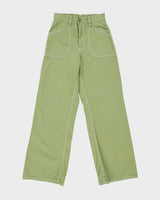 Vintage Y2K Diesel For Females Sage 'Gassy' Mid Rise Contrast Stitch Patch Pocket Wide Leg Bootcut Trousers - W32 L34