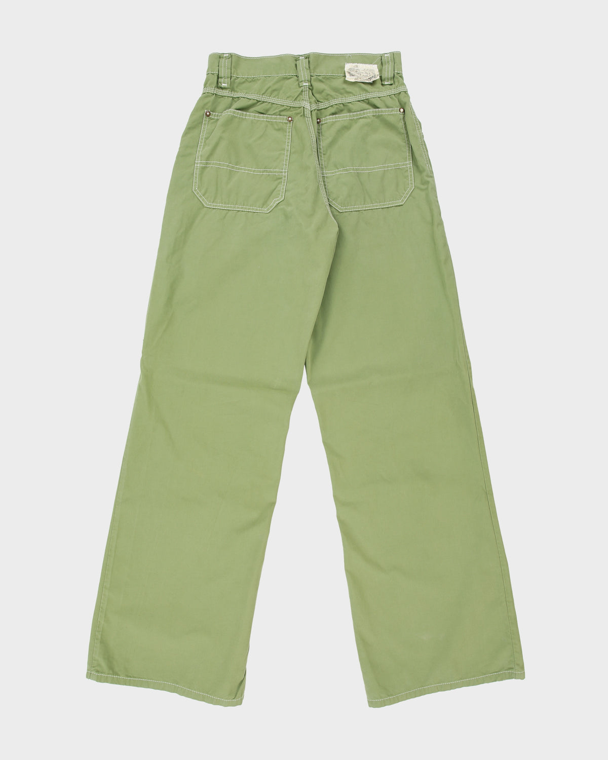 Vintage Y2K Diesel For Females Sage 'Gassy' Mid Rise Contrast Stitch Patch Pocket Wide Leg Bootcut Trousers - W32 L34