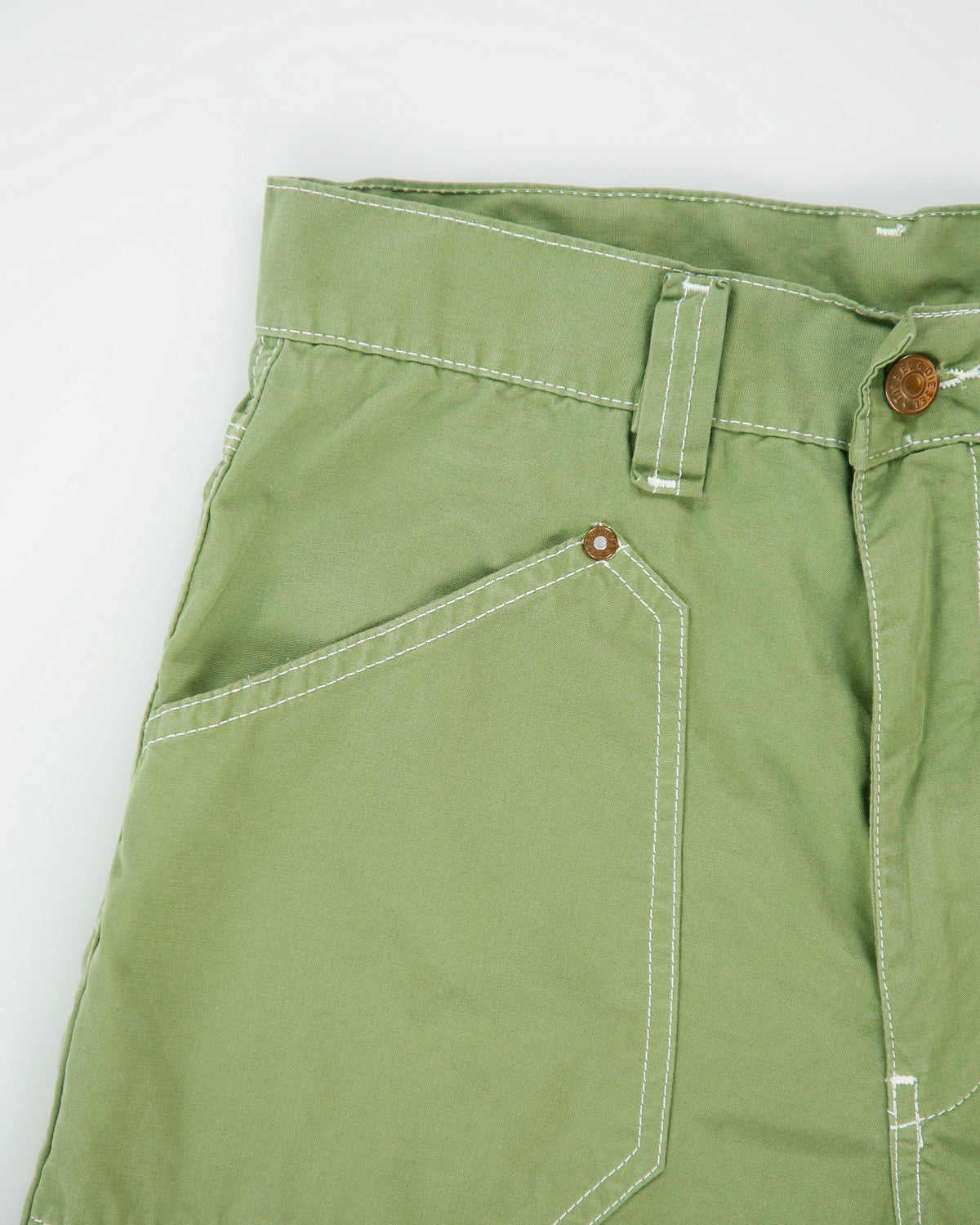 Vintage Y2K Diesel For Females Sage 'Gassy' Mid Rise Contrast Stitch Patch Pocket Wide Leg Bootcut Trousers - W32 L34