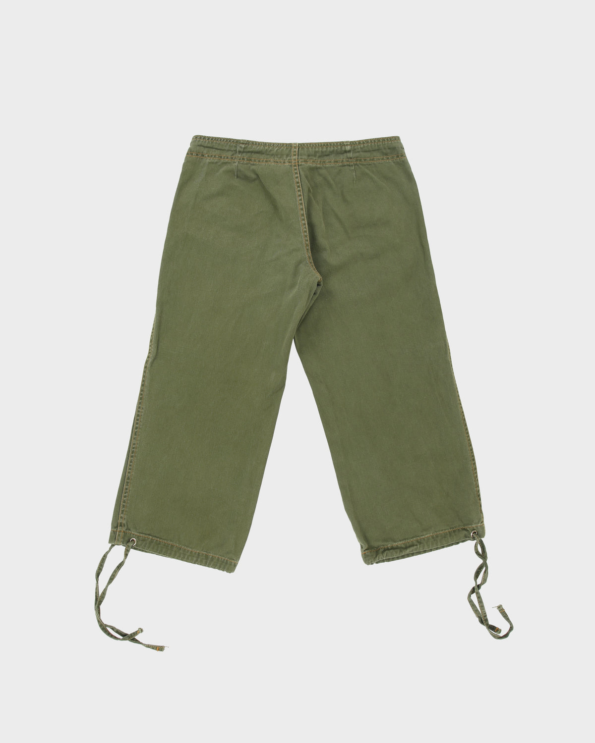 Vintage Y2K 00s Hot Kiss Women's Khaki Low Rise Patch Pocket Relaxed Fit Denim Capri Trousers - W29 L22
