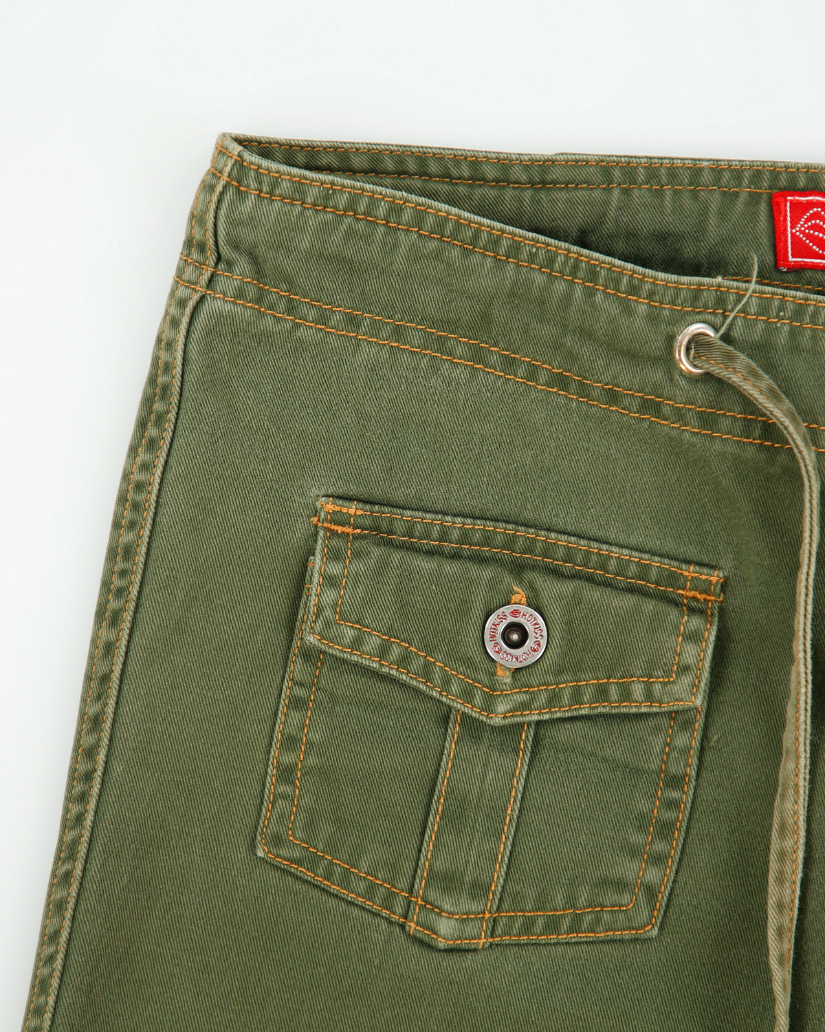 Vintage Y2K 00s Hot Kiss Women's Khaki Low Rise Patch Pocket Relaxed Fit Denim Capri Trousers - W29 L22