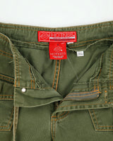 Vintage Y2K 00s Hot Kiss Women's Khaki Low Rise Patch Pocket Relaxed Fit Denim Capri Trousers - W29 L22