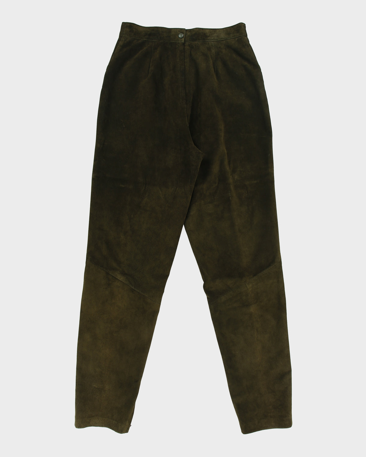 Vintage 1990s Danier Women's Olive Moss Suede High Rise Relaxed Slim Fit Zip Cuff Trousers - W29 L33