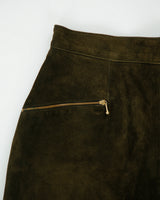 Vintage 1990s Danier Women's Olive Moss Suede High Rise Relaxed Slim Fit Zip Cuff Trousers - W29 L33