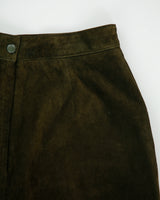 Vintage 1990s Danier Women's Olive Moss Suede High Rise Relaxed Slim Fit Zip Cuff Trousers - W29 L33