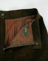 Vintage 1990s Danier Women's Olive Moss Suede High Rise Relaxed Slim Fit Zip Cuff Trousers - W29 L33