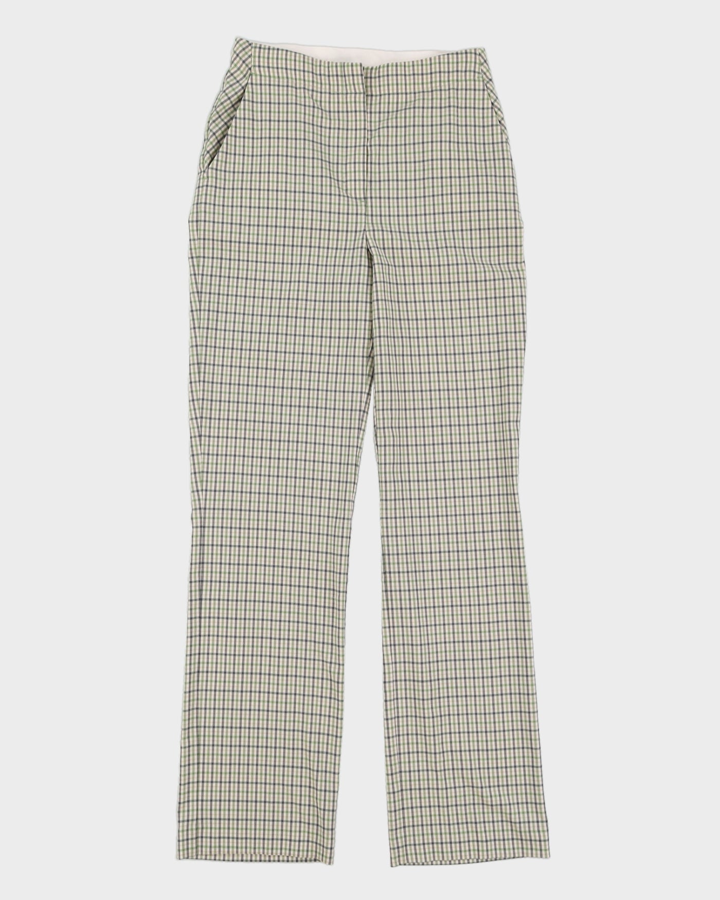 Green And White Checked Trousers - W26 L31