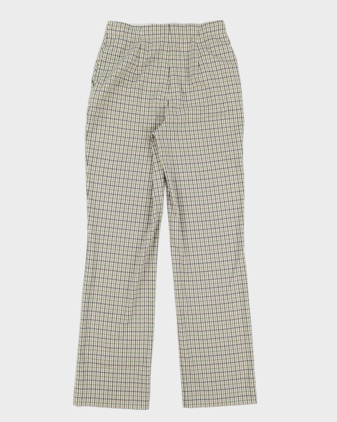 Green And White Checked Trousers - W26 L31