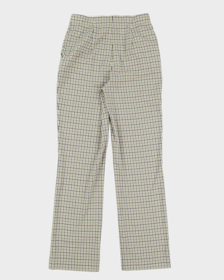 Green And White Checked Trousers - W26 L31