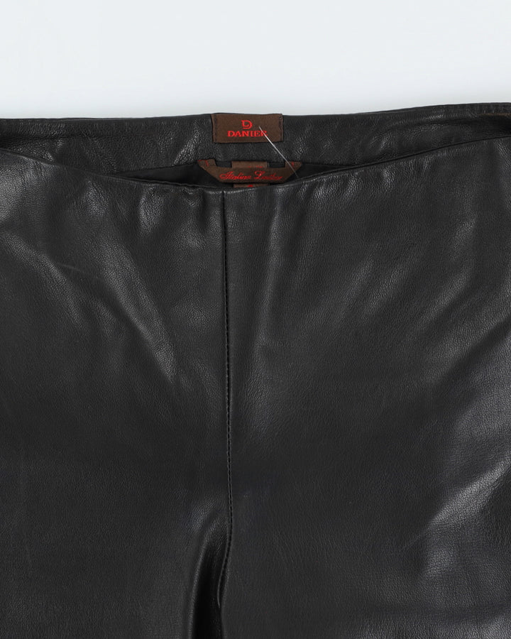 Vintage 90s Danier Black Leather Trousers - W30 L29