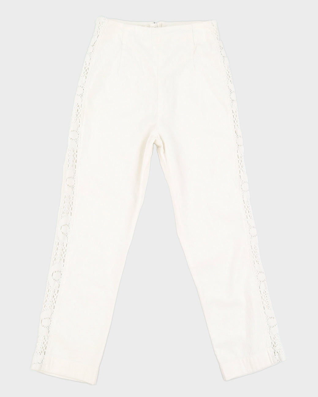Vintage 70s By Nelly White Cotton Trousers With Side Detail - W26