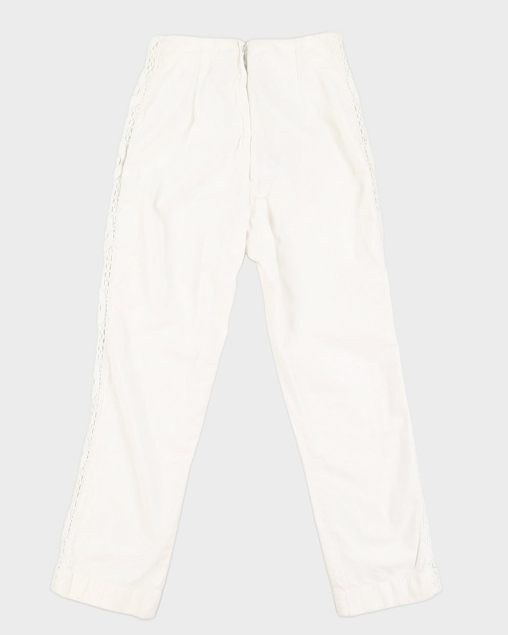 Vintage 70s By Nelly White Cotton Trousers With Side Detail - W26