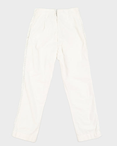 Vintage 70s By Nelly White Cotton Trousers With Side Detail - W26