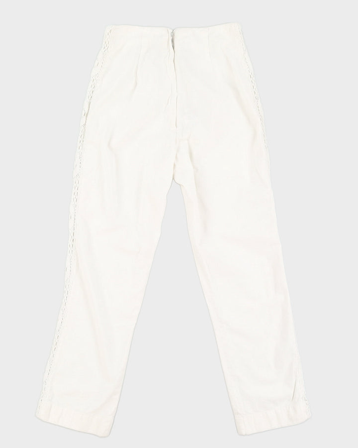 Vintage 70s By Nelly White Cotton Trousers With Side Detail - W26