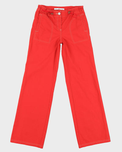 Y2K 00s Tommy Hilfiger Red Toggle Waistband Trousers - S