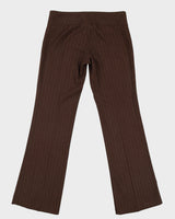 Y2K 00s Long Luxury Brown Pinstripe Lowrise Trousers - W29