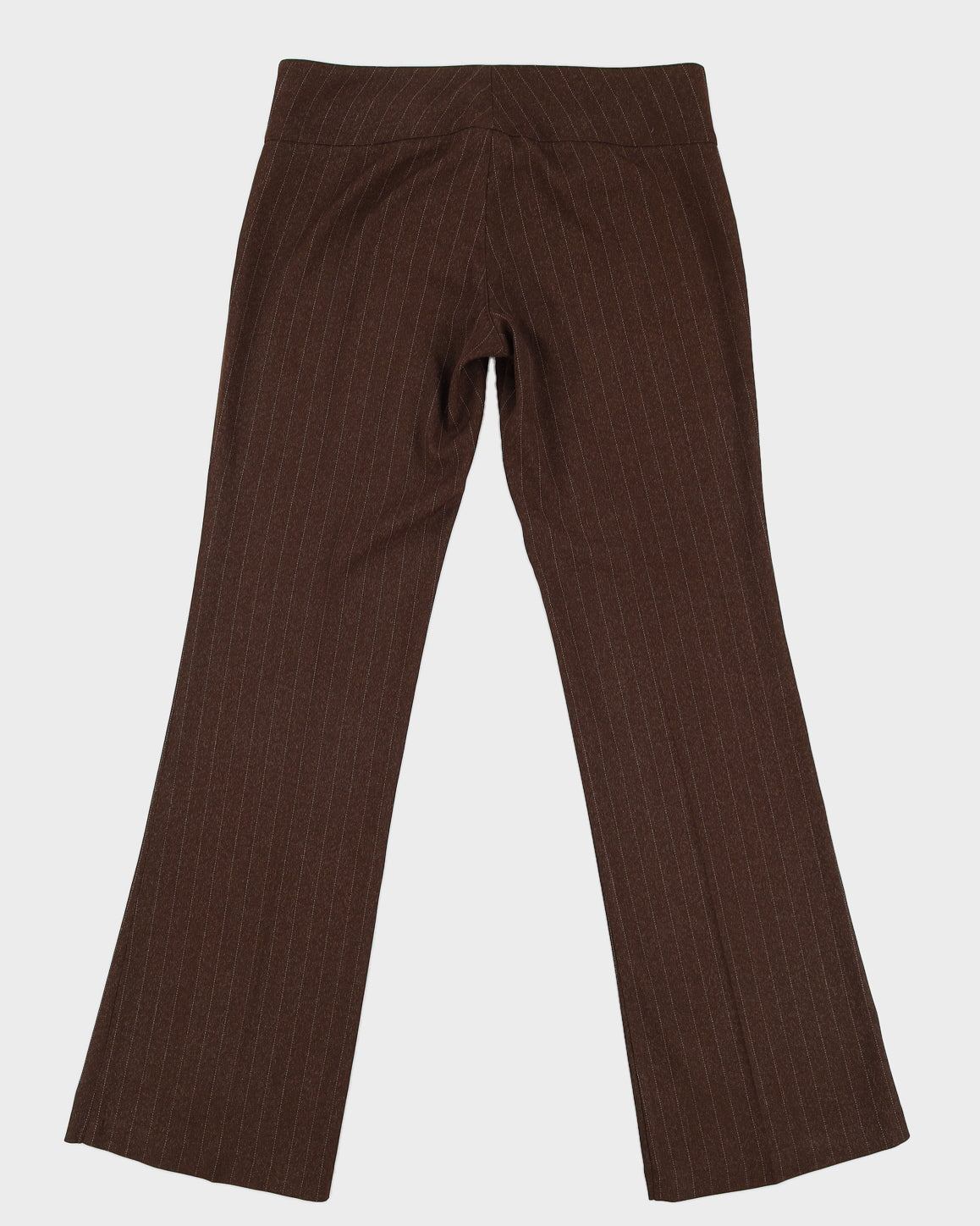 Y2K 00s Long Luxury Brown Pinstripe Lowrise Trousers - W29