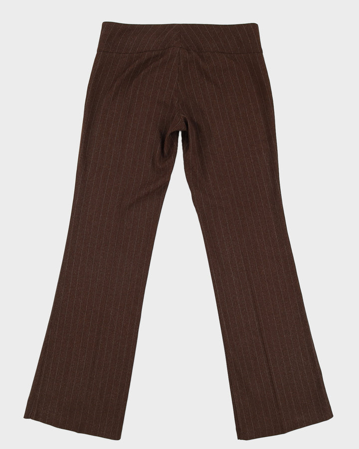 Y2K 00s Long Luxury Brown Pinstripe Lowrise Trousers - W29