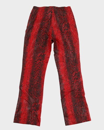 Y2K 00s Garage Red Reptile Print Trousers - W26