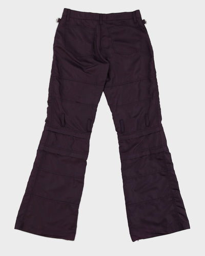 Y2K 00s Purple Nylon Tear Off Raver Trousers - S