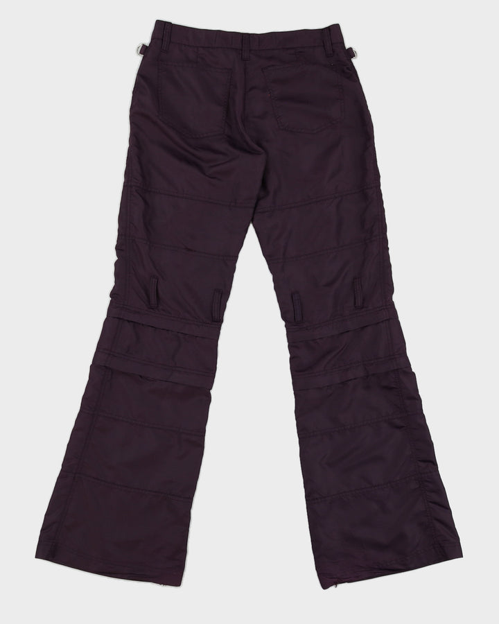 Y2K 00s Purple Nylon Tear Off Raver Trousers - S