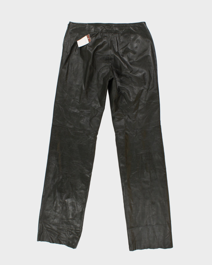 Vintage 00s Danier Green Leather Trousers - UK 14