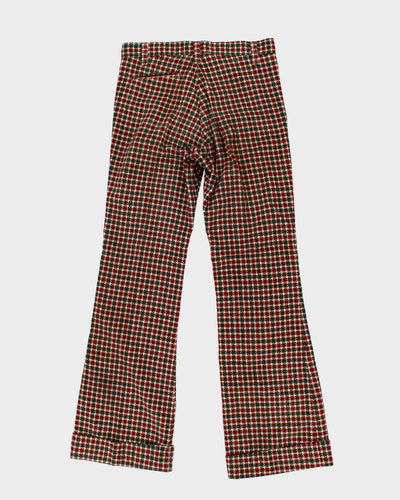 Vintage 70s Farah Dogtooth Cord Flared Trousers - W32